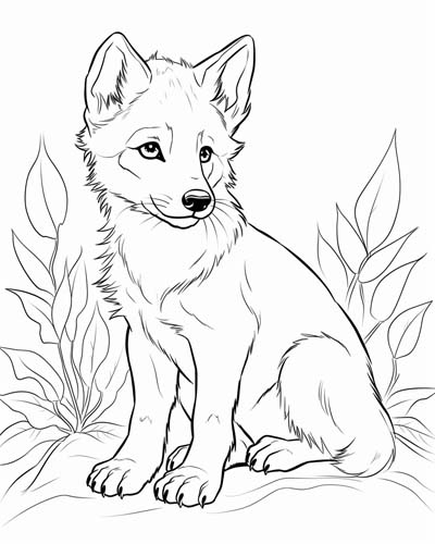 baby wolf coloring page