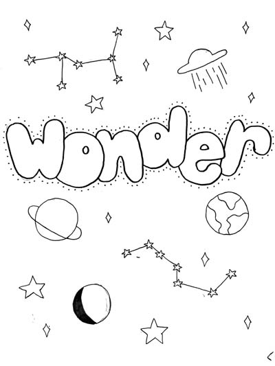 wonder word art coloring page