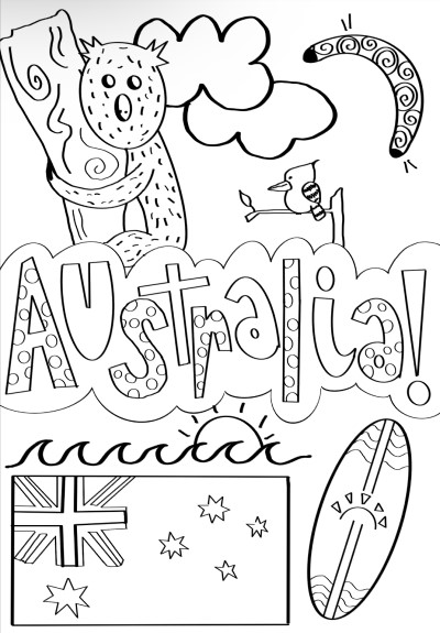 australia word art coloring page