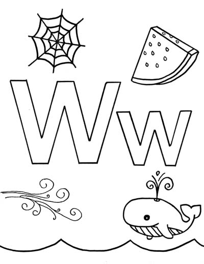 What begins with w coloring page