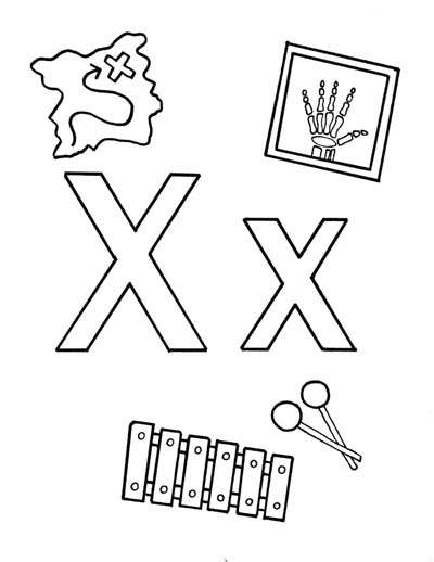 What begins with X x coloring page