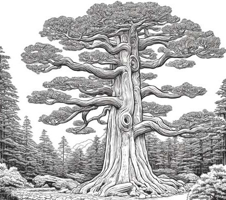 Yakusugi Cedar Tree coloring page