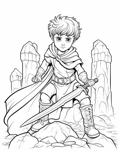 young King Arthur coloring page