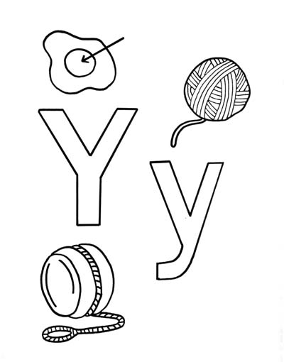 What begins with Y y coloring page