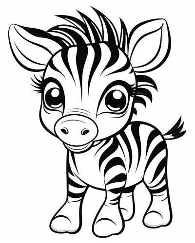 zebra - baby animals coloring page