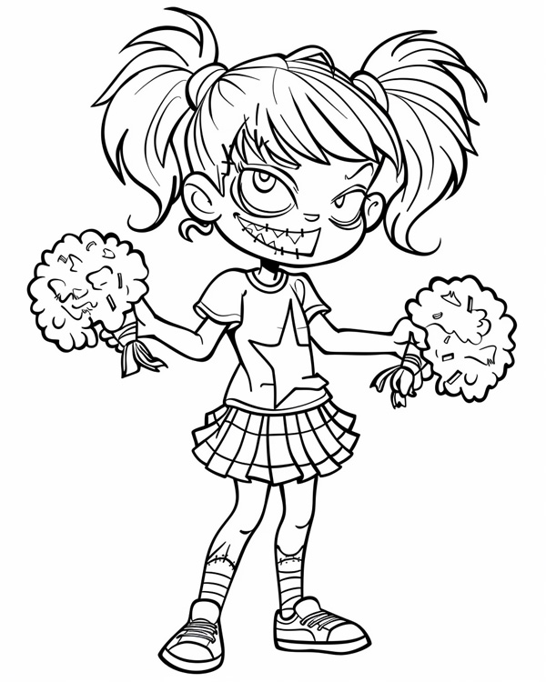 zombie cheerleader coloring page