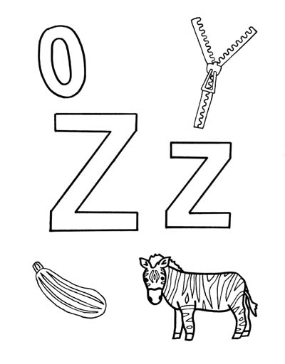 What begins with Z z coloring page