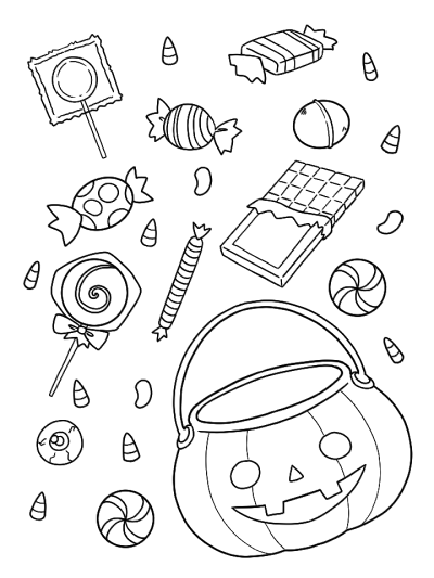 Halloween candy coloring page